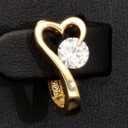Gold-Ohrringe mit Herz-Design mit Zirkonia und englischem Verschluss aus massivem 585er 14K Gelbgold
