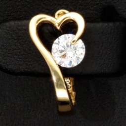 Gold-Ohrringe mit Herz-Design mit Zirkonia und englischem Verschluss aus massivem 585er 14K Gelbgold
