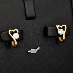 Gold-Ohrringe mit Herz-Design mit Zirkonia und englischem Verschluss aus massivem 585er 14K Gelbgold