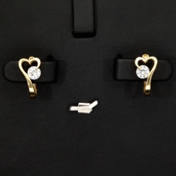 Gold-Ohrringe mit Herz-Design mit Zirkonia und englischem Verschluss aus massivem 585er 14K Gelbgold
