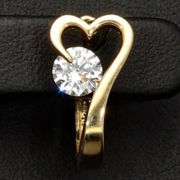 Gold-Ohrringe mit Herz-Design mit Zirkonia und englischem Verschluss aus massivem 585er 14K Gelbgold