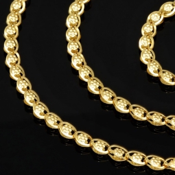 Hochwertige Goldkette in außergewöhnlichem Design aus Gold 585 14k Gelbgold (ca. 50 cm lang, ca. 3,4 mm breit)