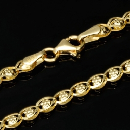 Hochwertige Goldkette in außergewöhnlichem Design aus Gold 585 14k Gelbgold (ca. 50 cm lang, ca. 3,4 mm breit)