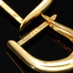 Glänzende Bicolor-Ohrhänger aus 14K 585 Gold (Gelbgold und Weißgold) mit Herz- & Schmetterlingsmotiv und Zirkoniabesatz