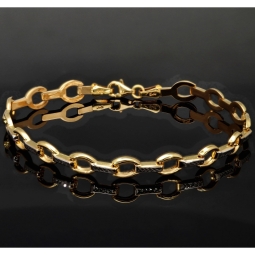 Funkelndes Armband aus 14K / 585er Bicolor Gold (Gelb- und Weißgold) in ca. 19 cm Länge, ca 6 mm Breite