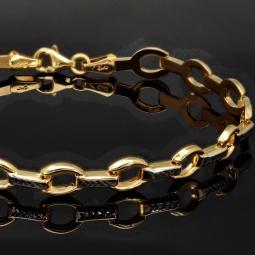 Funkelndes Armband aus 14K / 585er Bicolor Gold (Gelb- und Weißgold) in ca. 19 cm Länge, ca 6 mm Breite