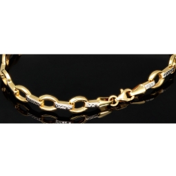 Funkelndes Armband aus 14K / 585er Bicolor Gold (Gelb- und Weißgold) in ca. 19 cm Länge, ca 6 mm Breite