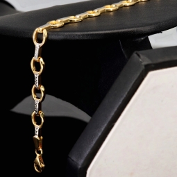 Funkelndes Armband aus 14K / 585er Bicolor Gold (Gelb- und Weißgold) in ca. 19 cm Länge, ca 6 mm Breite