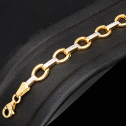 Funkelndes Armband aus 14K / 585er Bicolor Gold (Gelb- und Weißgold) in ca. 19 cm Länge, ca 6 mm Breite