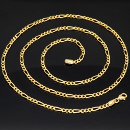 Edle Figaro-Goldkette aus Gelbgold (14K, 585er Gold, poliert) in ca. 3mm ca. 60cm