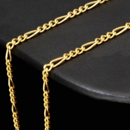 Edle Figaro-Goldkette aus Gelbgold (14K, 585er Gold, poliert) in ca. 3mm ca. 60cm