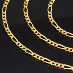 Edle Figaro-Goldkette aus Gelbgold (14K, 585er Gold, poliert) in ca. 3mm ca. 60cm