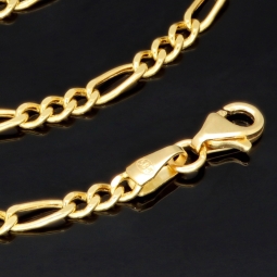 Edle Figaro-Goldkette aus Gelbgold (14K, 585er Gold, poliert) in ca. 3mm ca. 60cm
