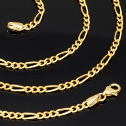 Edle Figaro-Goldkette aus Gelbgold (14K, 585er Gold, poliert) in ca. 3mm ca. 60cm