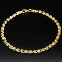 Gold-Armband aus edlem 14K / 585 Gelbgold in stlvollem Design ca. 18cm Länge , 3,5mm