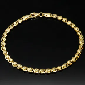 Gold-Armband aus edlem 14K / 585 Gelbgold in stlvollem Design ca. 18,5 cm Länge , 3,5mm