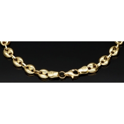 Funkelndes Bohnenarmband / Gold-Armband aus poliertem 585er Gold (14k Gelbgold), ca. 19 cm lang, ca. 5,5 mm