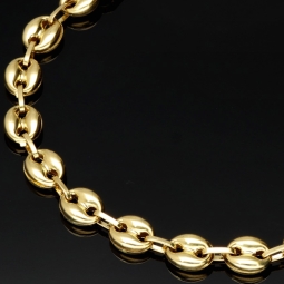 Funkelndes Bohnenarmband / Gold-Armband aus poliertem 585er Gold (14k Gelbgold), ca. 19 cm lang, ca. 5,5 mm