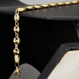 Funkelndes Bohnenarmband / Gold-Armband aus poliertem 585er Gold (14k Gelbgold), ca. 19 cm lang, ca. 5,5 mm