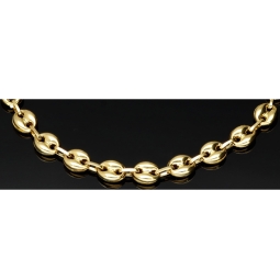 Funkelndes Bohnenarmband / Gold-Armband aus poliertem 585er Gold (14k Gelbgold), ca. 19 cm lang, ca. 5,5 mm