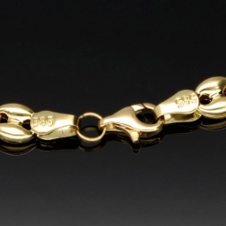 Funkelndes Bohnenarmband / Gold-Armband aus poliertem 585er Gold (14k Gelbgold), ca. 19 cm lang, ca. 5,5 mm