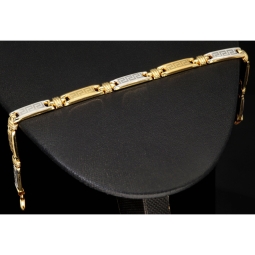 Trendiges Armband in Greco Design aus hochwertigem Bicolor 585er Gelb- und Weißgold (ca. 21cm Länge, ca. 6mm Breite)
