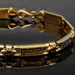 Trendiges Armband in Greco Design aus hochwertigem Bicolor 585er Gelb- und Weißgold (ca. 21cm Länge, ca. 6mm Breite)