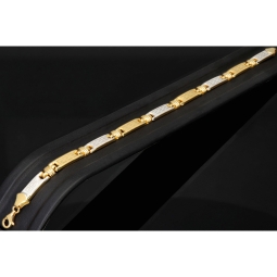 Trendiges Armband in Greco Design aus hochwertigem Bicolor 585er Gelb- und Weißgold (ca. 21cm Länge, ca. 6mm Breite)
