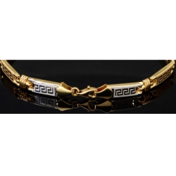 Trendiges Armband in Greco Design aus hochwertigem Bicolor 585er Gelb- und Weißgold (ca. 21cm Länge, ca. 6mm Breite)