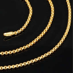 Engmaschige Goldkette / Ankerkette aus funkelnden 585 / 14K Gold , ca. 50cm Länge 2mm