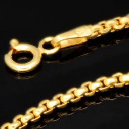 Engmaschige Goldkette / Ankerkette aus funkelnden 585 / 14K Gold , ca. 50cm Länge 2mm