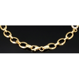 Glänzendes Goldarmband mit Infinity-Elementen mit weißen Zirkoniasteinen in 585 14K Gold in (ca. 18,5 cm Länge, ca. 6 mm Breite)