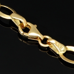 Glänzendes Goldarmband mit Infinity-Elementen mit weißen Zirkoniasteinen in 585 14K Gold in (ca. 18,5 cm Länge, ca. 6 mm Breite)