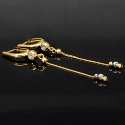 Elegante Tricolor-Ohrhänger aus 585er (14K) Gold mit Zirkonia