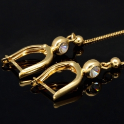 Elegante Tricolor-Ohrhänger aus 585er (14K) Gold mit Zirkonia