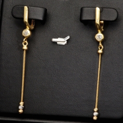 Elegante Tricolor-Ohrhänger aus 585er (14K) Gold mit Zirkonia