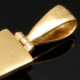Kreuz-Anhänger mit eingefassten, funkelnden, tannengrünen Smaragd im Ovalchliff (ca. 0,4 ct.) in hochwertigem Gold (750 18K Gelbgold) - Handgefertigt