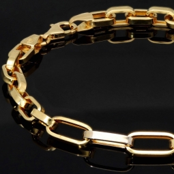 Exquisites Ankerarmband in außergewöhnlichem Bicolor Design aus edlem 14K 585er Gold (ca. 21,5 cm lang, ca. 5,5mm breit)