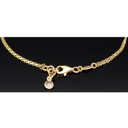 Goldarmband mit doppelter Kette & Charms aus 14K 585 Gelbgold mit Zirkonia– ca. 20 cm – Herz & Schlüssel