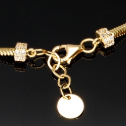 Stilvolles Armband aus 14K 585 Gold mit Infinity-Element und Rondellen mit Zirkoniabesatz (längenverstellbar ca. 18 - 19,5 cm)