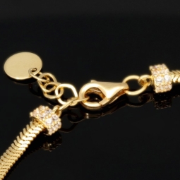 Stilvolles Armband aus 14K 585 Gold mit Infinity-Element und Rondellen mit Zirkoniabesatz (längenverstellbar ca. 18 - 19,5 cm)