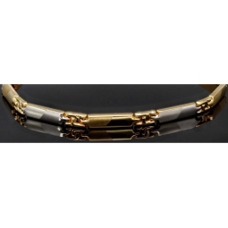 Stilvolles Armband aus hochwertigem Bicolor 14K 585er Gold (Gelb- und Weißgold) ca. 21 cm, 4mm - mit halb poliertem und halb mattiertem, zeitlosen Design