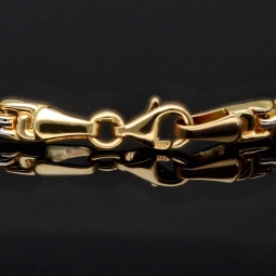 Stilvolles Armband aus hochwertigem Bicolor 14K 585er Gold (Gelb- und Weißgold) ca. 21 cm, 4mm - mit halb poliertem und halb mattiertem, zeitlosen Design