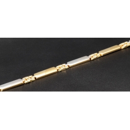 Stilvolles Armband aus hochwertigem Bicolor 14K 585er Gold (Gelb- und Weißgold) ca. 21 cm, 4mm - mit halb poliertem und halb mattiertem, zeitlosen Design