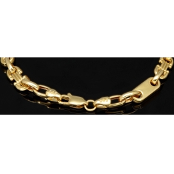 Mix aus Steigbügel- und Plattenarmband aus 585er (14k) Gelbgold, 20cm lang, 5,5mm breit (Plättchen-, Steigbügelarmband)