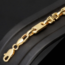 Mix aus Steigbügel- und Plattenarmband aus 585er (14k) Gelbgold, 20cm lang, 5,5mm breit (Plättchen-, Steigbügelarmband)