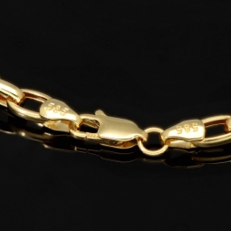 Mix aus Steigbügel- und Plattenarmband aus 585er (14k) Gelbgold, 20cm lang, 5,5mm breit (Plättchen-, Steigbügelarmband)
