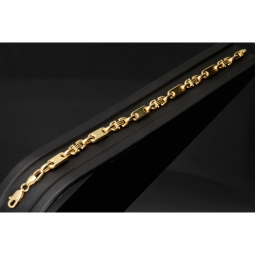 Mix aus Steigbügel- und Plattenarmband aus 585er (14k) Gelbgold, 20cm lang, 5,5mm breit (Plättchen-, Steigbügelarmband)