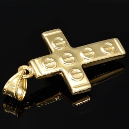 Detaillierter Kreuzanhänger mit Jesusfigur aus edlem 14K 585 Bicolor Gold (Gelbgold und Weißgold)