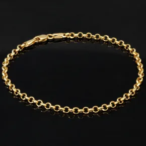Edles Goldarmband im Rundpanzer-Design aus hochwertigem 585 14k Gold (Gelbgold), ca. 3mm breit, 19cm lang
